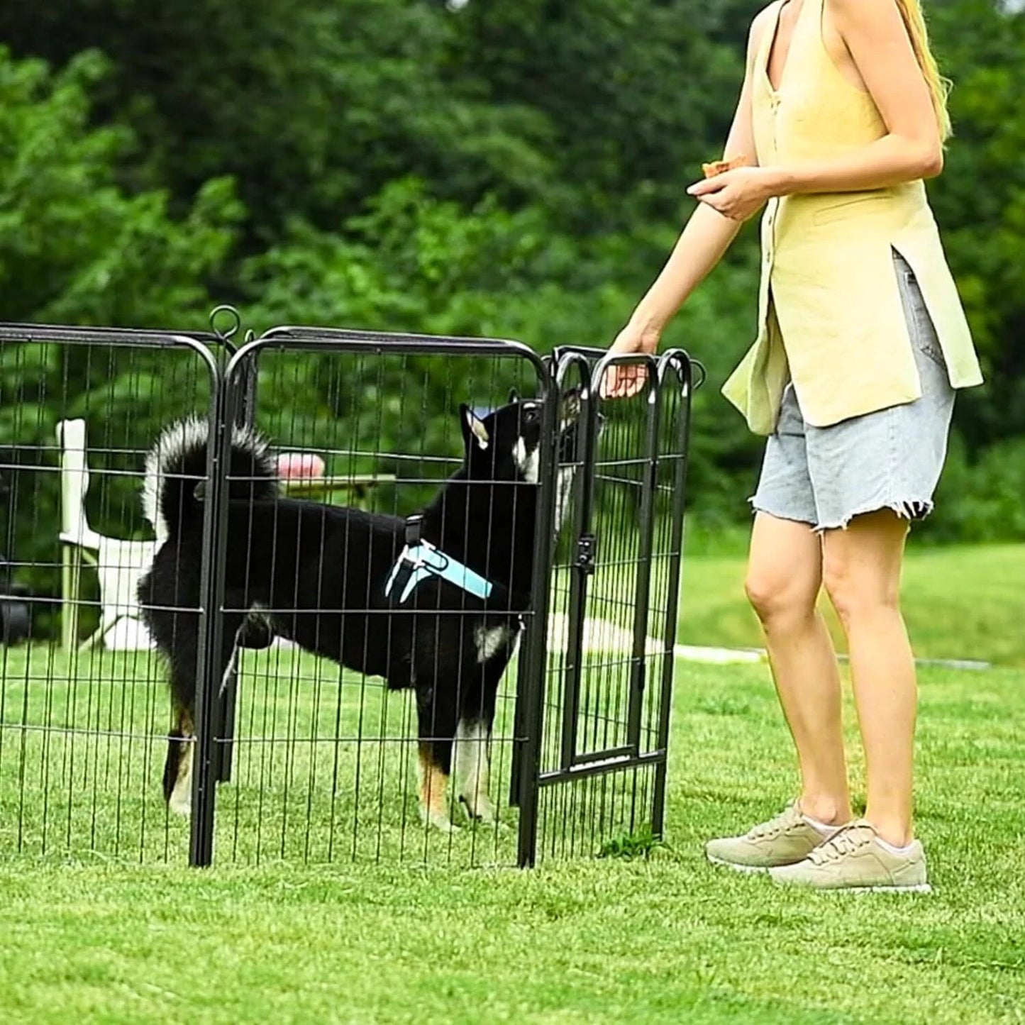 Large Dog Pen Indoor Outdoor 8 Panel Dog Puppy Play Heavy Duty Grey 80cm height