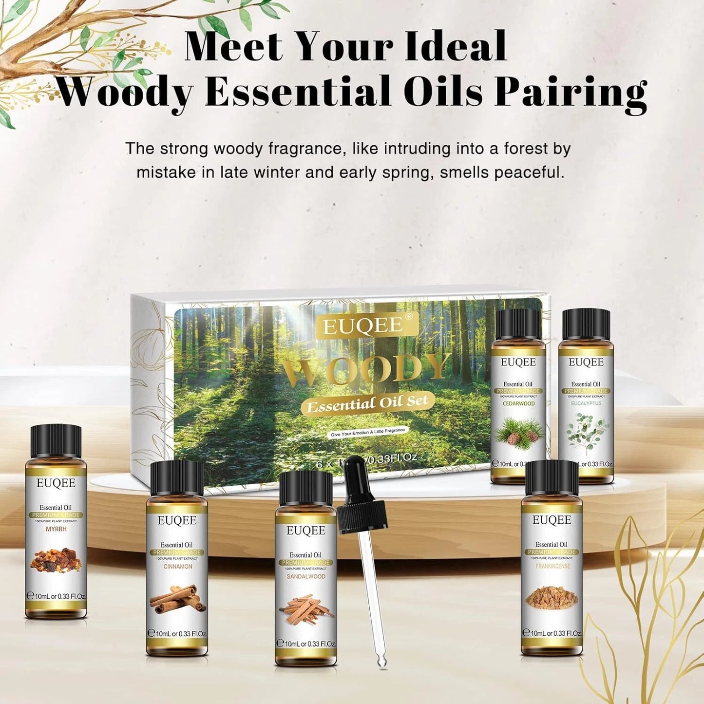 Woody Essential Oil Set of 6 Pure Oil Gift Set for Diffusers Soap Candle Making 6x10ml
