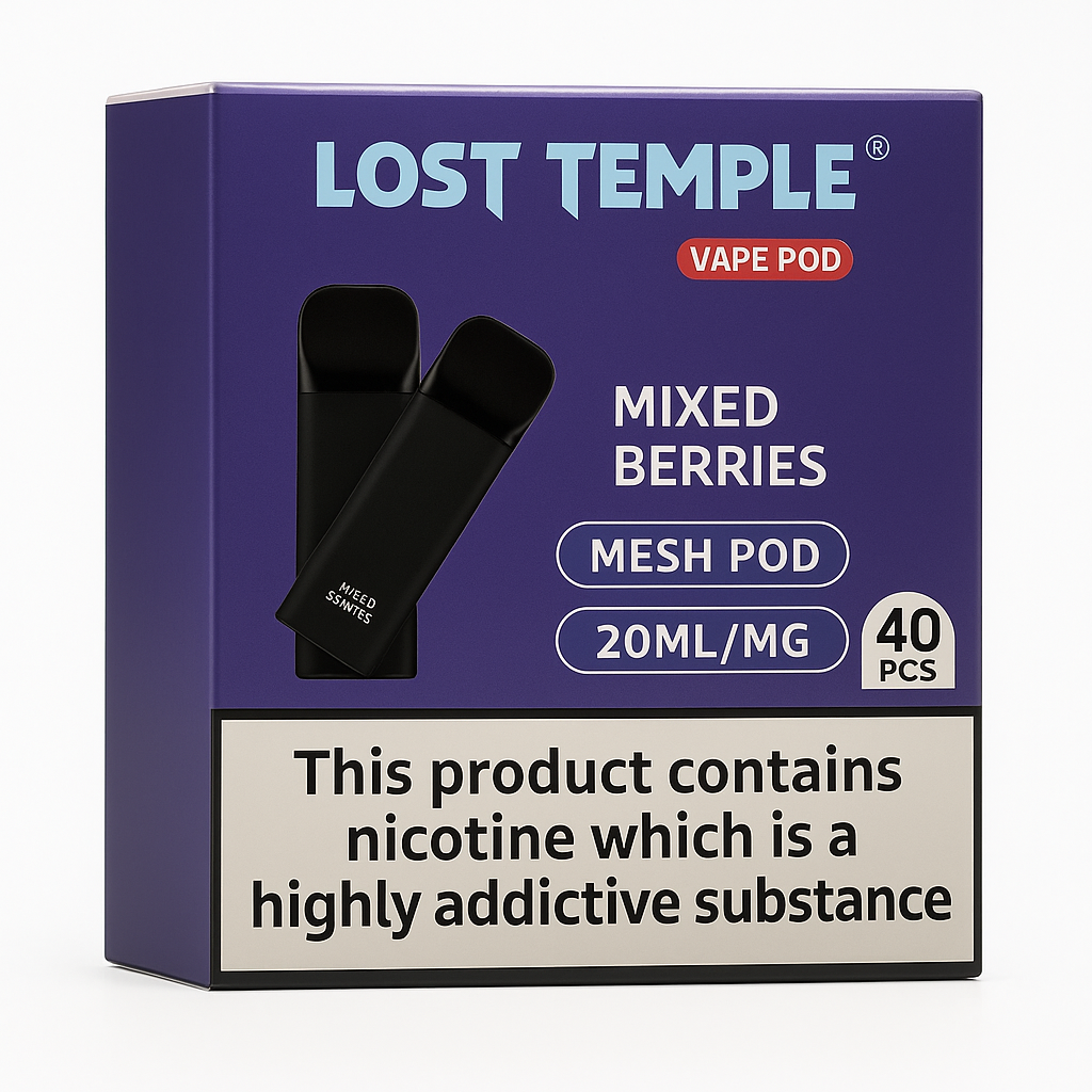 Lost Temple® Mixed Berries Vape Pods – 40 Pack