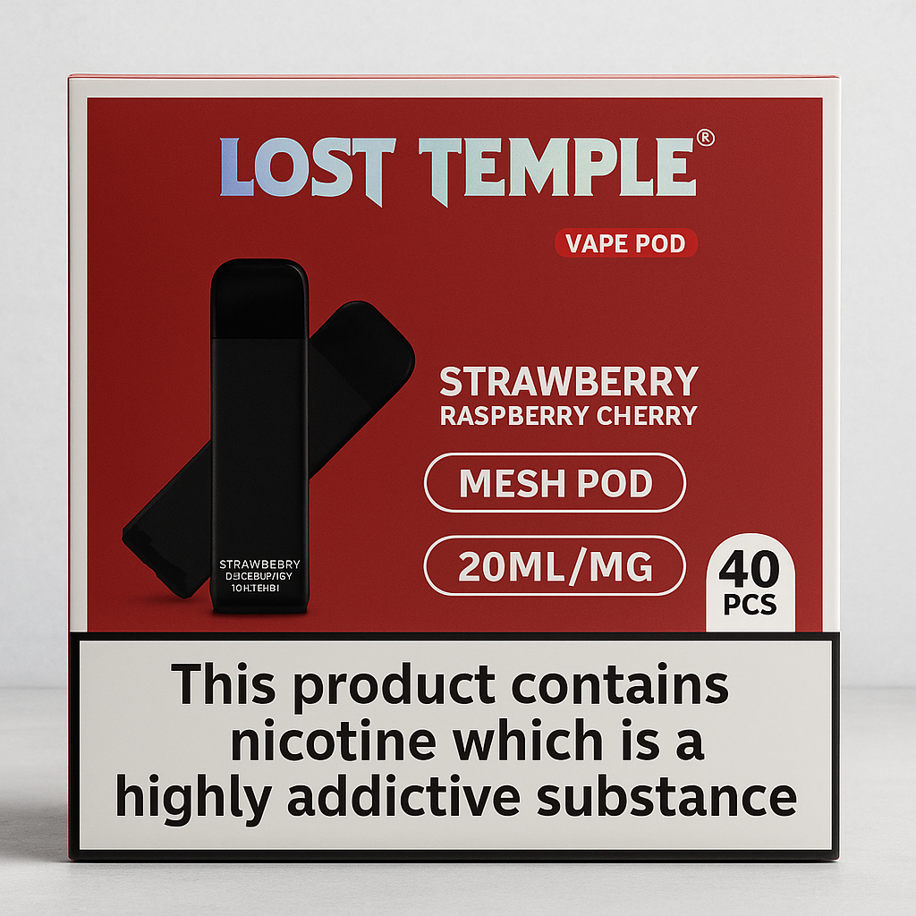 Lost Temple® Strawberry Raspberry Cherry Vape Pods – 40 Pack