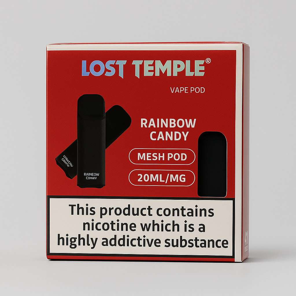 Lost Temple® Rainbow Candy Vape Pods – 40 Pack