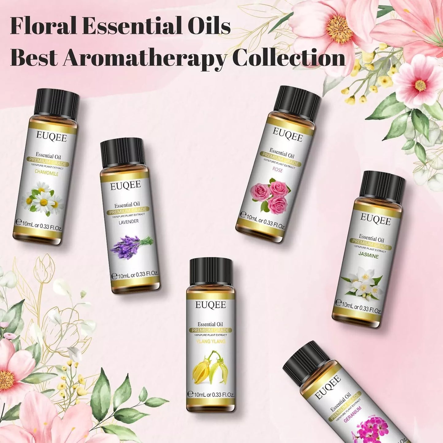 Floral Essential Oil Set of 6 Pure Oil Gift Set for Diffusers Soap Candle Making 6x10ml