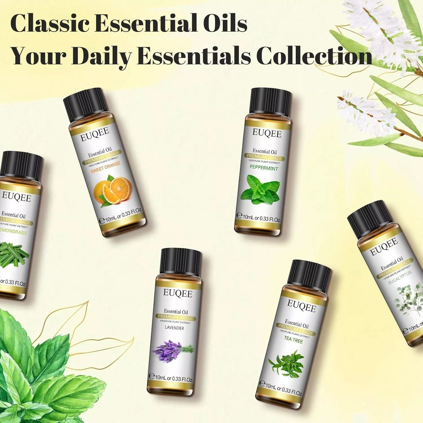 Classic Essential Oil Set of 6 Pure Oil Gift Set for Diffusers Soap Candle Making 6x10ml