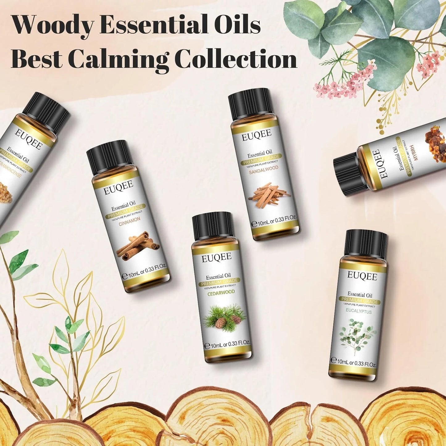 Woody Essential Oil Set of 6 Pure Oil Gift Set for Diffusers Soap Candle Making 6x10ml