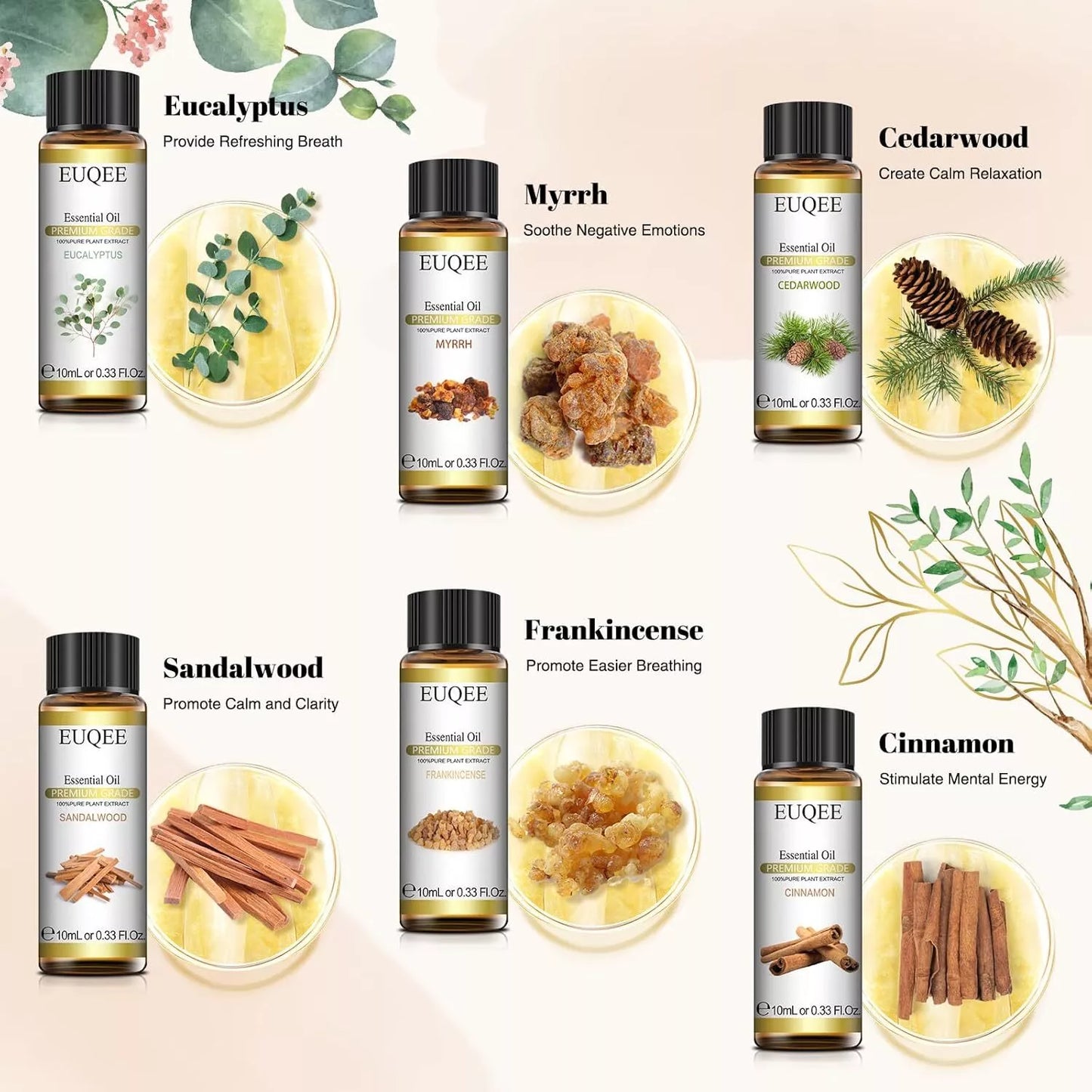 Woody Essential Oil Set of 6 Pure Oil Gift Set for Diffusers Soap Candle Making 6x10ml
