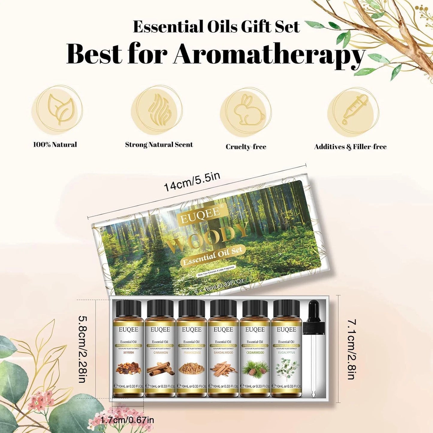Woody Essential Oil Set of 6 Pure Oil Gift Set for Diffusers Soap Candle Making 6x10ml