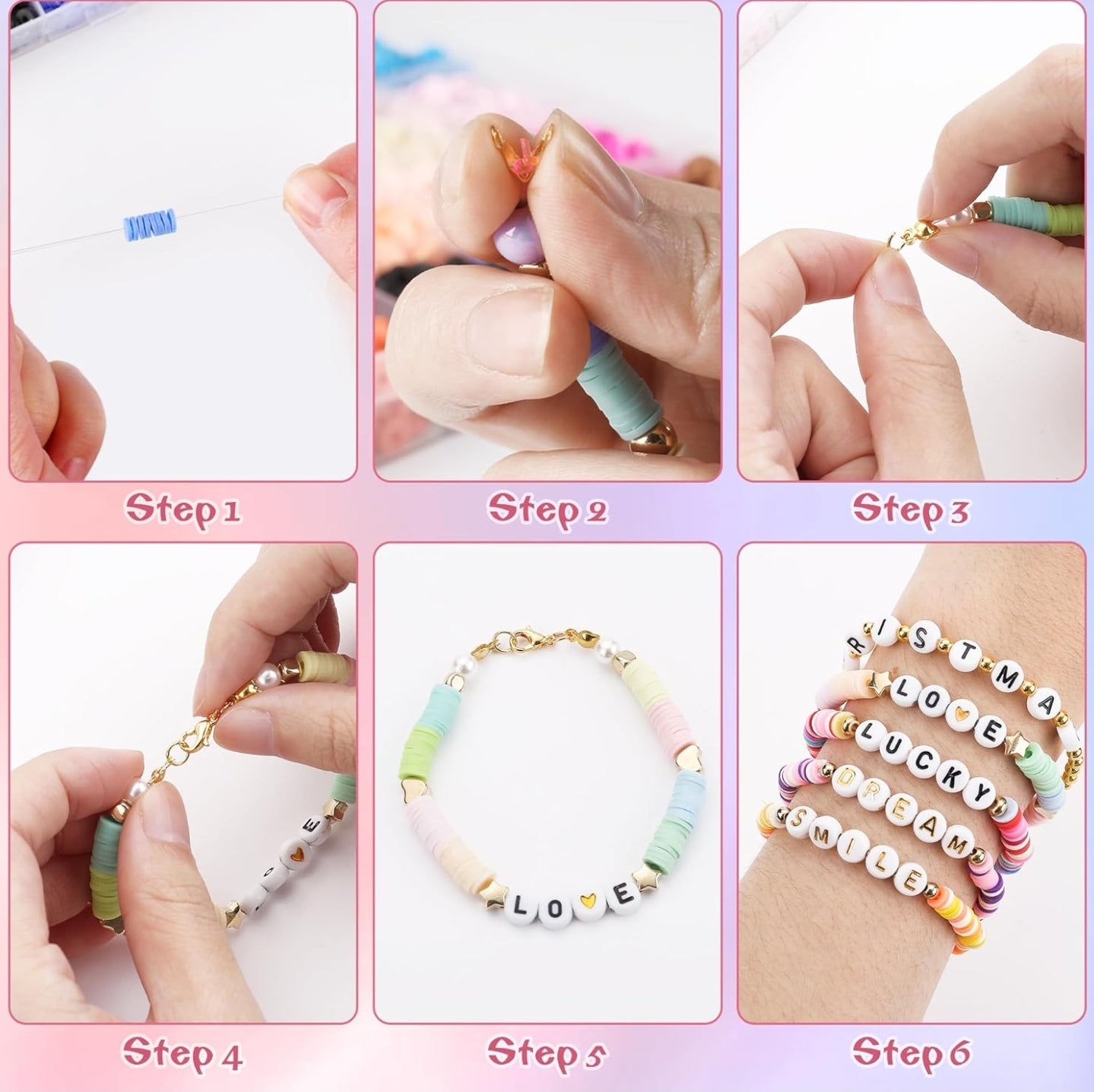 Kalaxs 12000pcs Clay Bead Bracelet Kit, 48 Color Flat Beads Letter Beads Kit,Jewelry Making Kit with Preppy Heishi Beads and Charms,Crafts for Girls Adult-3 Boxes Gift Kit