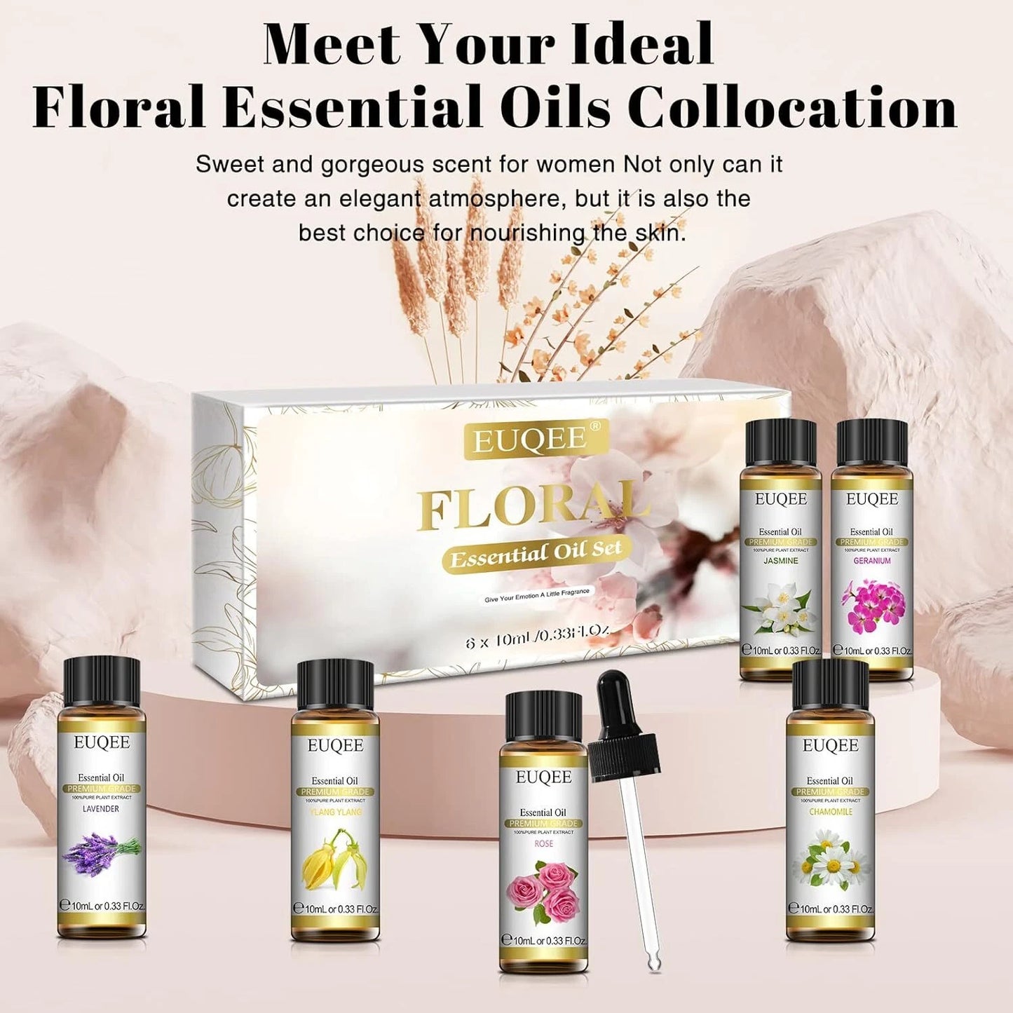 Floral Essential Oil Set of 6 Pure Oil Gift Set for Diffusers Soap Candle Making 6x10ml