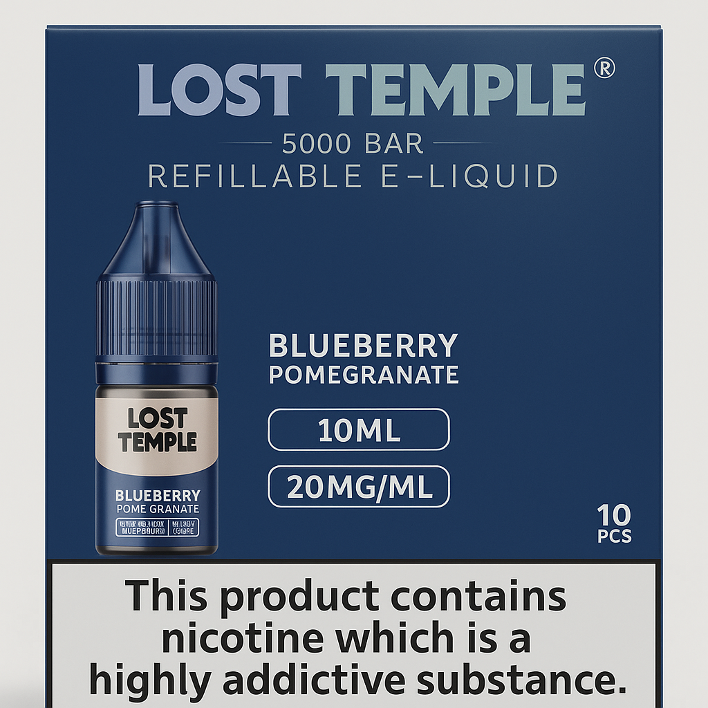 Lost Temple® Blueberry Pomegranate 5000 Bar Refillable E-Liquid 10ml 20mg Nicotine