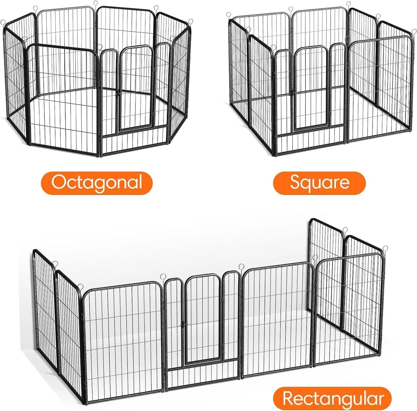 Large Dog Pen Indoor Outdoor 8 Panel Dog Puppy Play Heavy Duty Grey 80cm height