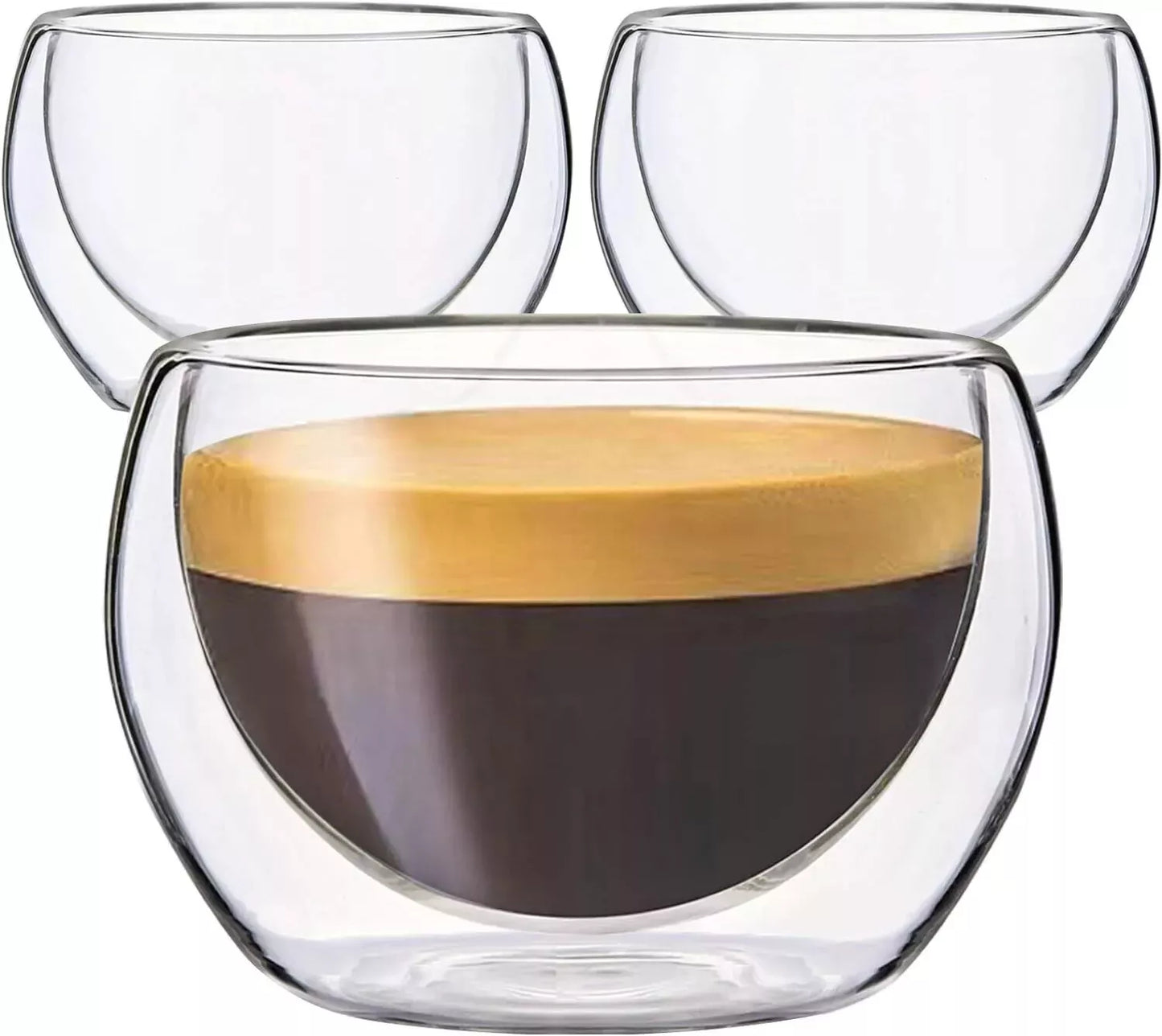 3 Pack 150ML Double Wall Thermo Insulated Glass Coffee Espresso Cups, 5 Ounce