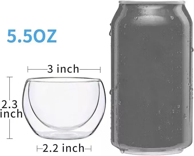 3 Pack 150ML Double Wall Thermo Insulated Glass Coffee Espresso Cups, 5 Ounce