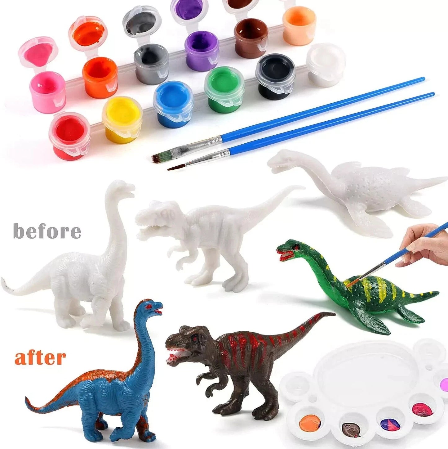 Paint Your Own Dinosaur Figurines Toys with Mat DIY Figurines Arts Crafts 3D