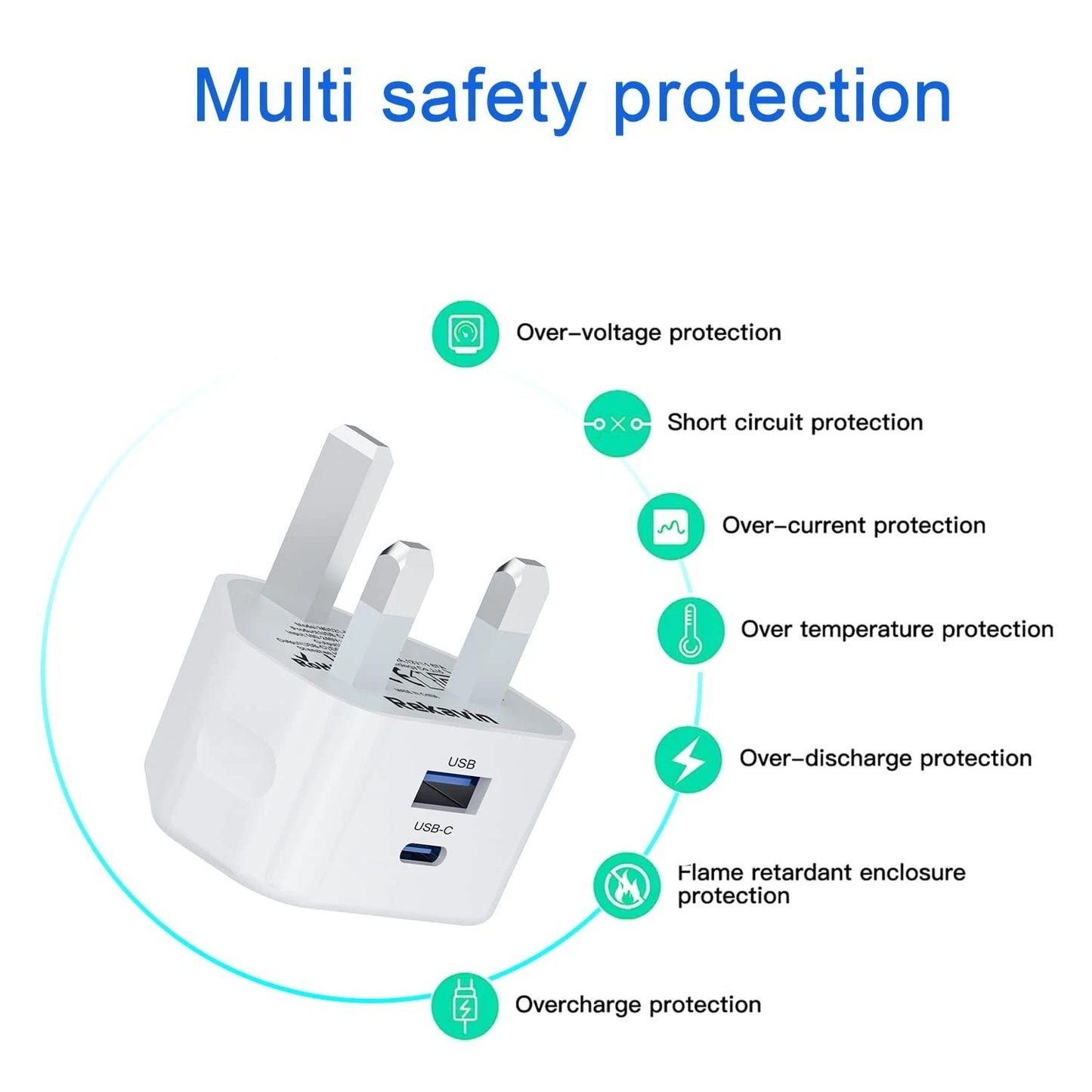 Pack USB C Plug UK iPhone Charger Fast Phone Apple USBC Lighting 2 in 1 Cable