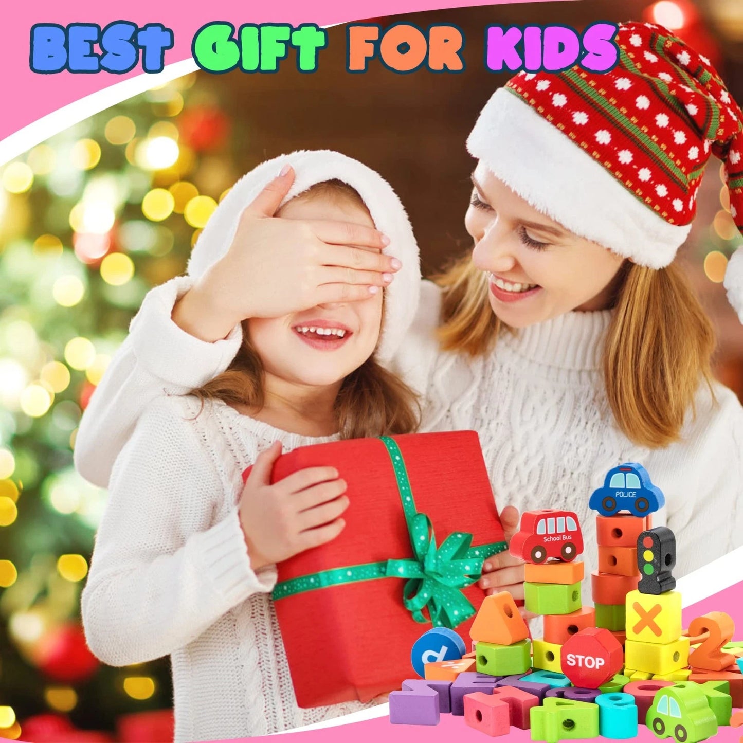 Baby Toys for 3 Years Old+ Girls Boys Gifts Toddler Threading Beads Shape Sorter