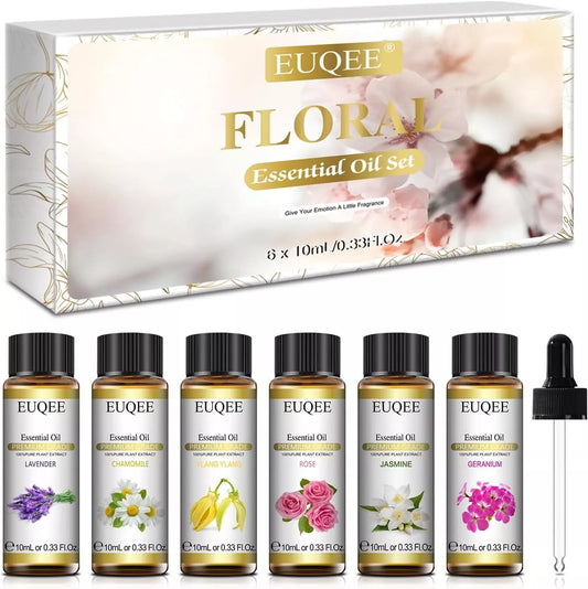 Floral Essential Oil Set of 6 Pure Oil Gift Set for Diffusers Soap Candle Making 6x10ml