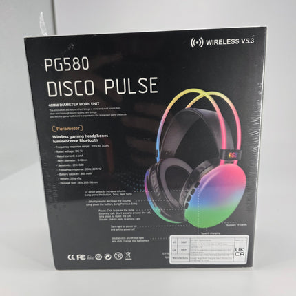🎧✨ PG580 Disco Pulse Wireless Headphones | RGB Lights | Bluetooth 5.3 | Gaming & Music 🔥