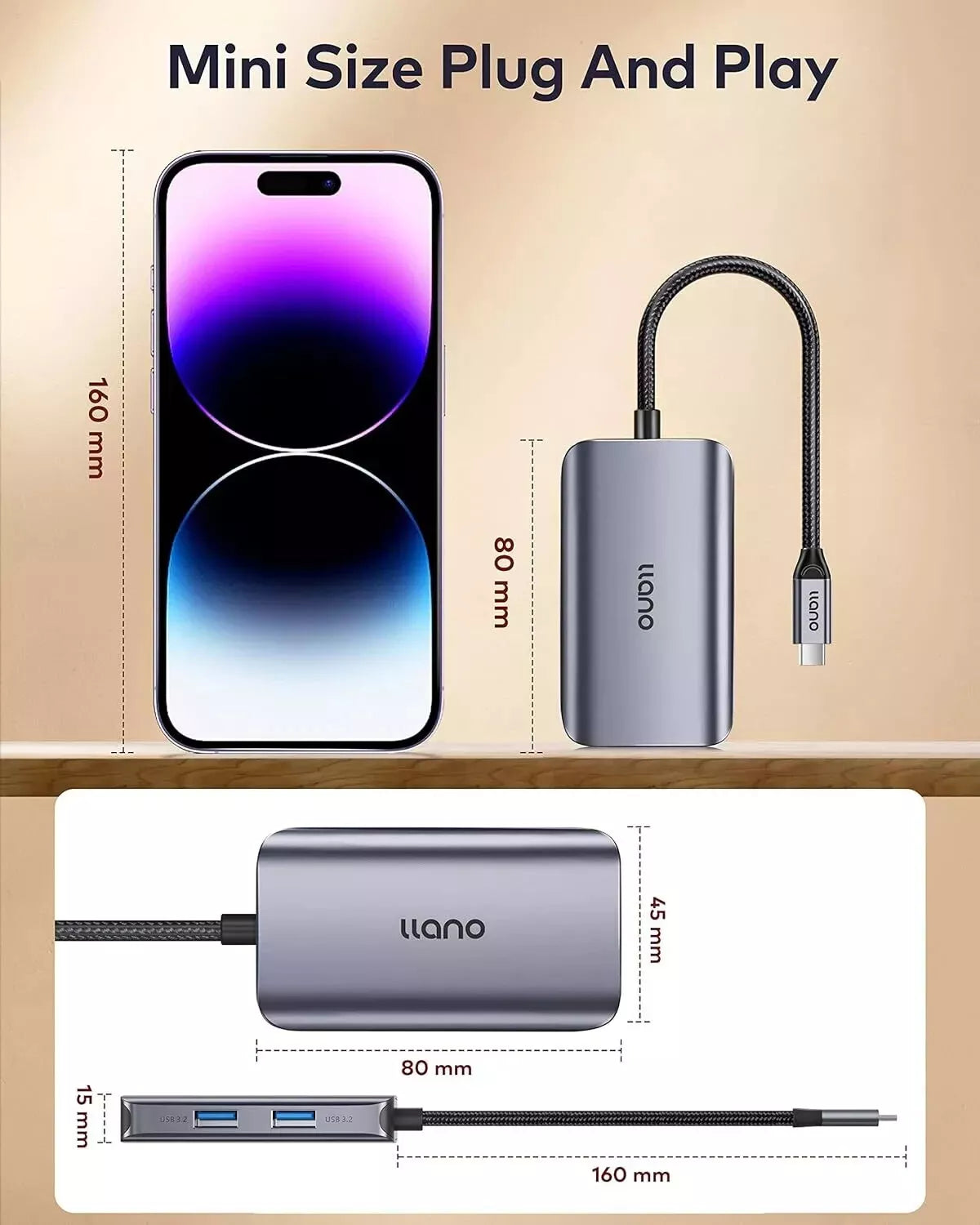 USB C Hub 3.2 Gen 2, 5-in-1 USB Hub Docking Station, 100W Power Delivery, 10Gbps