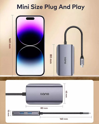 USB C Hub 3.2 Gen 2, 5-in-1 USB Hub Docking Station, 100W Power Delivery, 10Gbps