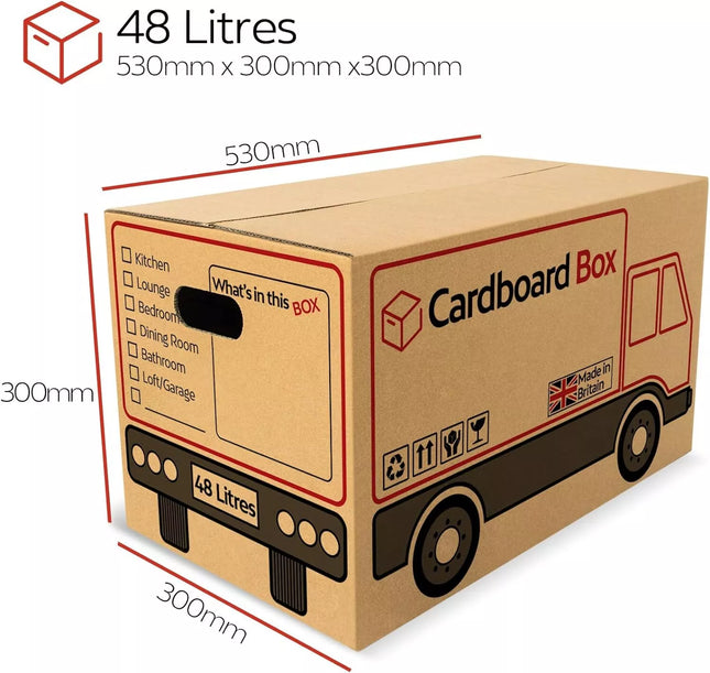 10 Large Strong Cardboard Boxes Moving Box 53cm x 30cm x 30cm 48 Litres