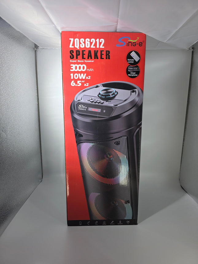 🔊🔥 ZQS6212 Bluetooth Party Speaker | Dual 6.5” Bass | RGB Lights | Mic & Remote 🎶