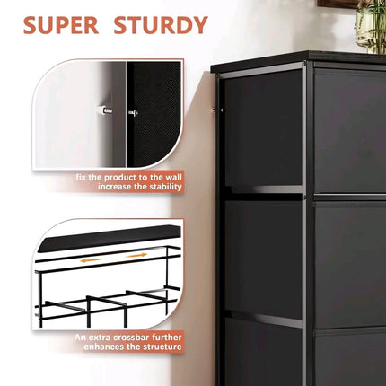 Fabric Chest of Drawer 10 Drawers Dresser Steel Frame Wardrobe Storage Organizer