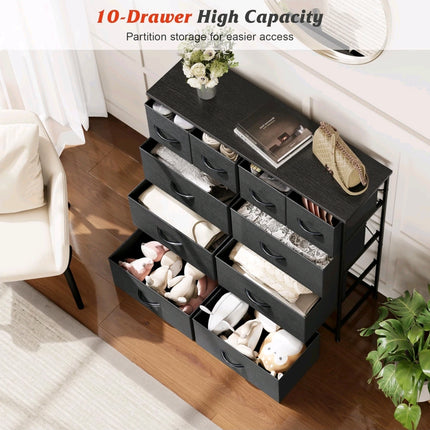 Fabric Chest of Drawer 10 Drawers Dresser Steel Frame Wardrobe Storage Organizer