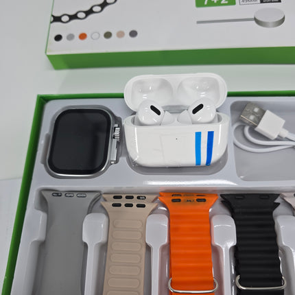 ⌚🎧 T3000 Ultra Smartwatch + Wireless Earbuds Set | 7+2 Bands | Fitness & Calls 🔥