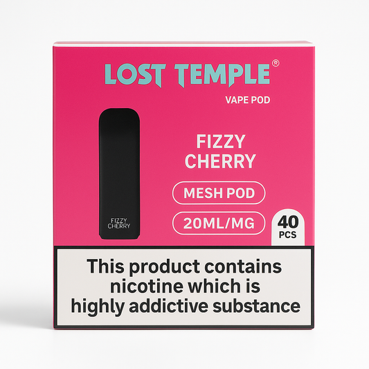 Lost Temple® Fizzy Cherry Vape Pods – 40 Pack | 20ML/MG