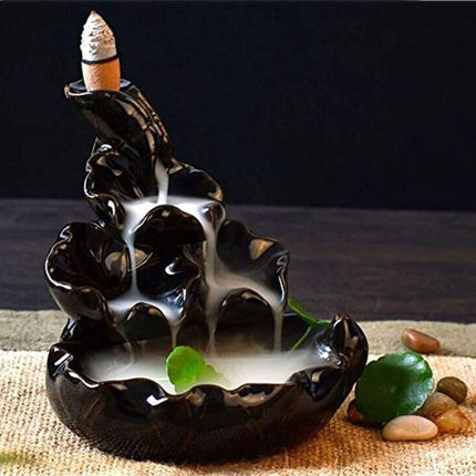 ✨ Waterfall Backflow Incense Burner – Relaxing Smoke Fountain Ceramic Holder | Zen Aromatherapy Home Decor 🧘‍♀️🌿