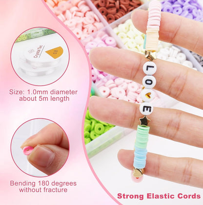 Kalaxs 12000pcs Clay Bead Bracelet Kit, 48 Color Flat Beads Letter Beads Kit,Jewelry Making Kit with Preppy Heishi Beads and Charms,Crafts for Girls Adult-3 Boxes Gift Kit