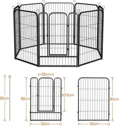 Large Dog Pen Indoor Outdoor 8 Panel Dog Puppy Play Heavy Duty Grey 80cm height
