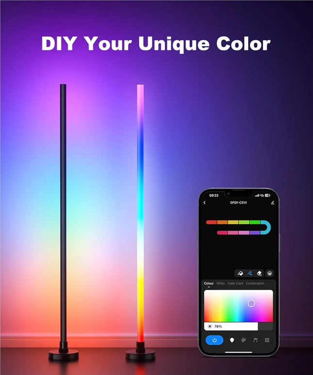Ydene Smart LED Floor Lamp RGB Corner Light Mood Lighting with Alexa Google Assistant WiFi APP Colour Changing Standing Lamp