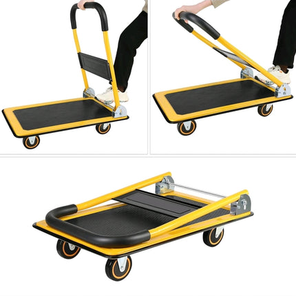 4 Wheel Heavy Duty Folding Sack Truck 150kg - Hand Cart Platform Trolley Dolly