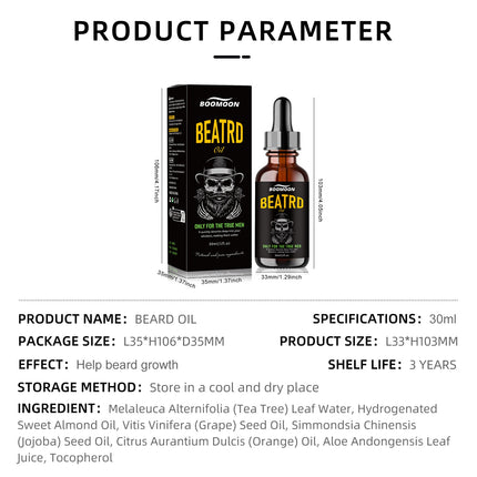 🔥 Boomoon Beard Oil for Men – Natural Beard Growth, Softens & Hydrates | 30ml 🧔‍♂️✨