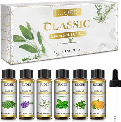 Classic Essential Oil Set of 6 Pure Oil Gift Set for Diffusers Soap Candle Making 6x10ml