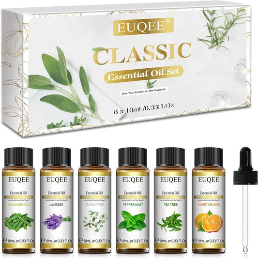 Classic Essential Oil Set of 6 Pure Oil Gift Set for Diffusers Soap Candle Making 6x10ml