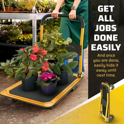 4 Wheel Heavy Duty Folding Sack Truck 150kg - Hand Cart Platform Trolley Dolly