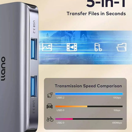 USB C Hub 3.2 Gen 2, 5-in-1 USB Hub Docking Station, 100W Power Delivery, 10Gbps