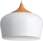 White Pendant Light, Ø30CM Modern Stylish Hanging Light with Wood Looking Holder