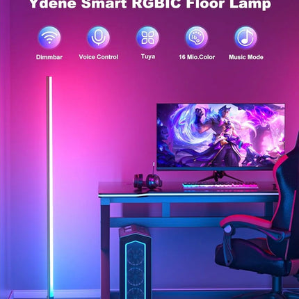 Ydene Smart LED Floor Lamp RGB Corner Light Mood Lighting with Alexa Google Assistant WiFi APP Colour Changing Standing Lamp