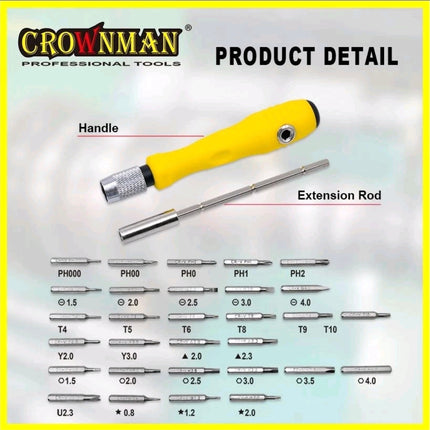 32IN1 Precision Screwdriver Set Magnetic Adjustable Extension Rod Phone Laptop