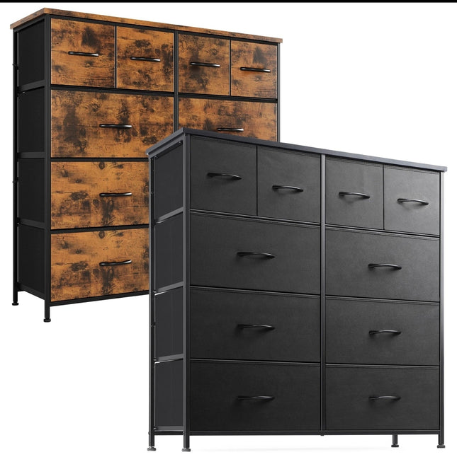 Fabric Chest of Drawer 10 Drawers Dresser Steel Frame Wardrobe Storage Organizer