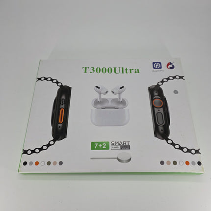 ⌚🎧 T3000 Ultra Smartwatch + Wireless Earbuds Set | 7+2 Bands | Fitness & Calls 🔥