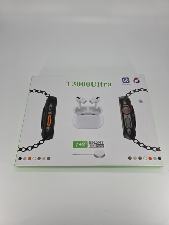 ⌚🎧 T3000 Ultra Smartwatch + Wireless Earbuds Set | 7+2 Bands | Fitness & Calls 🔥