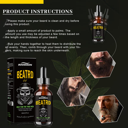 🔥 Boomoon Beard Oil for Men – Natural Beard Growth, Softens & Hydrates | 30ml 🧔‍♂️✨