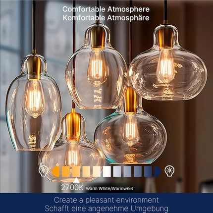 LED Edison Bulb,7W Dimmable E27 Screw Bulb,ST64 Vintage Light Bulbs Filament 60W Equivalent,Clear Glass Retro Style,2700K Warm White,6 Pack