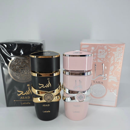 🌸🔥 Lattafa Asad & Yara Perfume Duo | His & Hers Fragrance Set | 100ml Each 🎁