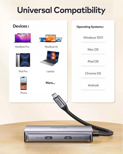 USB C Hub 3.2 Gen 2, 5-in-1 USB Hub Docking Station, 100W Power Delivery, 10Gbps