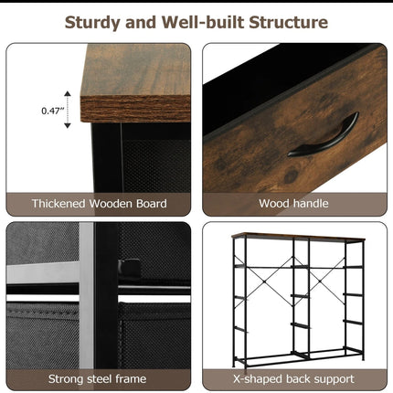 Fabric Chest of Drawer 10 Drawers Dresser Steel Frame Wardrobe Storage Organizer